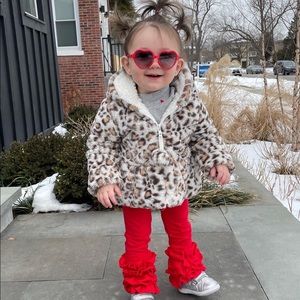 Leopard print fuzzy coat